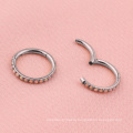 ASTM F136 Titanium Paveset Jewelled Hinged Clicker Nose Ring Ear Rook Daith Conch Piercings Opal Body Jewellery